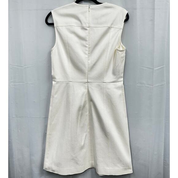 Derek Lam New York Cream Denim Stretch Form Fitting Knee Length Sleeveless Dress - Picture 2 of 12